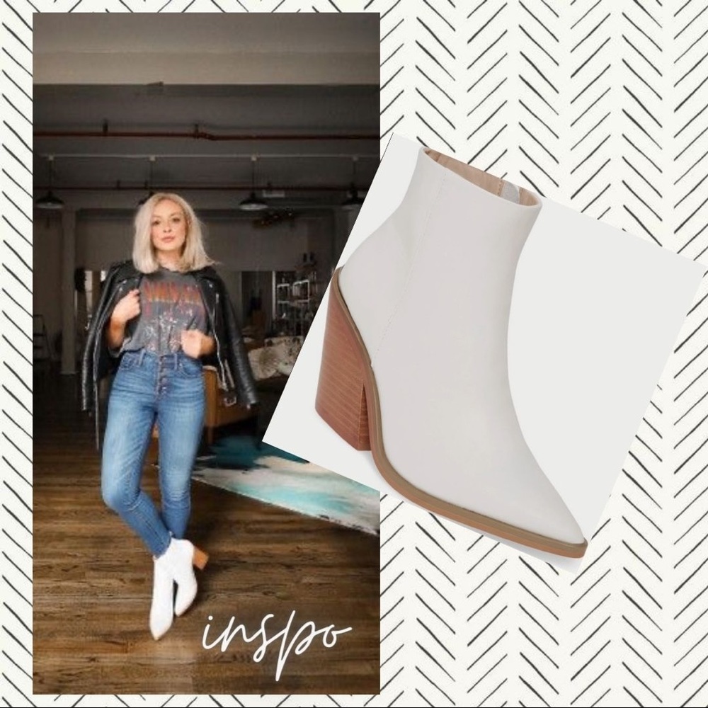 Steve Madden White Leather Ankle Boots - Charleen